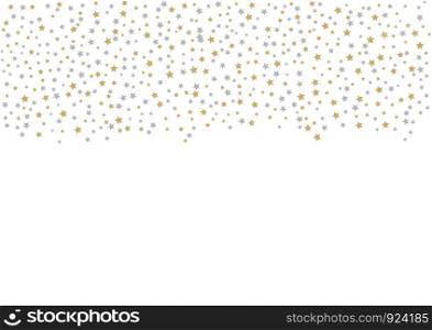 Background with a scattering of gold and silver stars. Flat design.