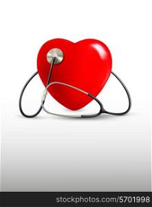 Background with a stethoscope and a heart. Vector.