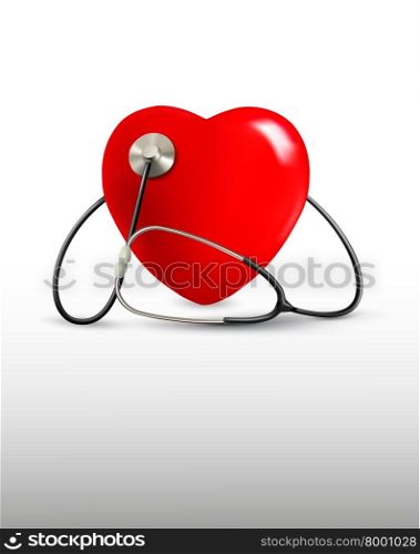 Background with a stethoscope and a heart. Vector.