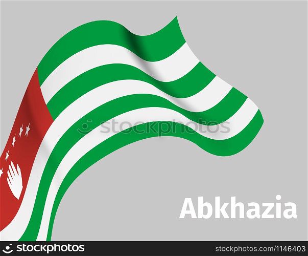 Background with Abkhazia wavy flag on grey, vector illustration. Background with Abkhazia wavy flag
