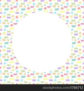 Background with abstract colored geometric shapes and a circle in the center with place for text, photo or illustration for congratulations, cards, banners and creative designs. Flat style