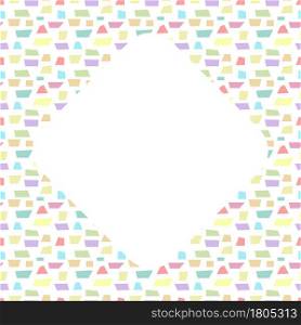 Background with abstract colored geometric shapes and a square in the center with place for text, photo or illustration for congratulations, cards, banners and creative designs. Flat style
