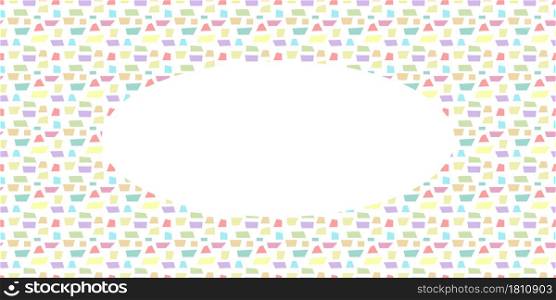 Background with abstract colored geometric shapes and an oval in the center with place for text, photo or illustration for congratulations, cards, banners and creative designs. Flat style