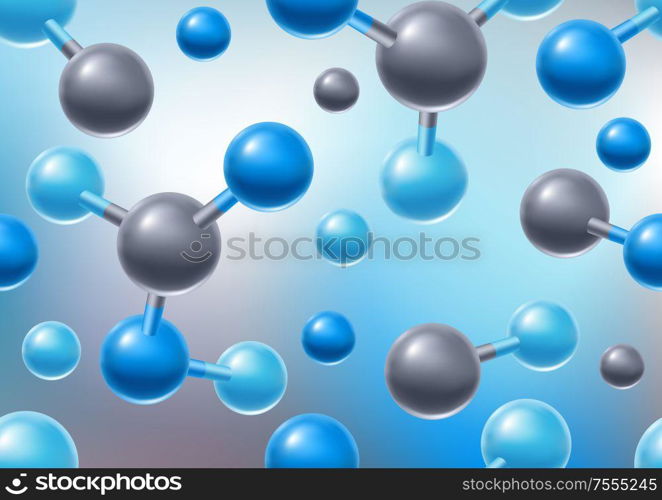 Background with abstract molecules or atoms. Science or medical molecular structure.. Background with abstract molecules or atoms.