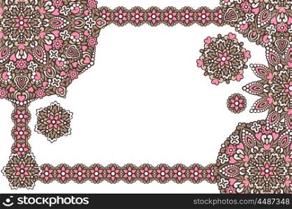 Background with abstract patterns.. Background with frame of abstract patterns. Vector illustration.