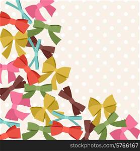 Background with abstract various bows and ribbons.