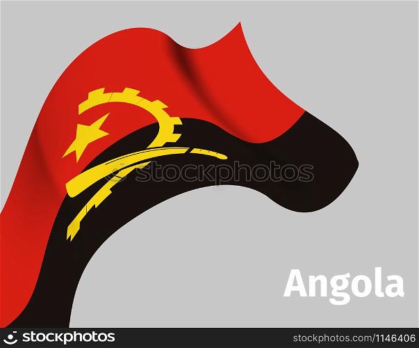 Background with Angola wavy flag on grey, vector illustration. Background with Angola wavy flag