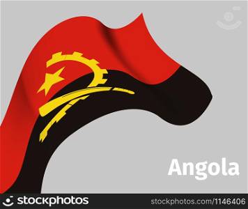 Background with Angola wavy flag on grey, vector illustration. Background with Angola wavy flag