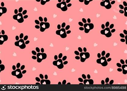Background with animal paw prints. Vector illustration on pink background.. Background with animal paw prints. Vector illustration on pink background