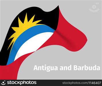 Background with Antigua and Barbuda wavy flag, vector illustration. Antigua and Barbuda wavy flag background
