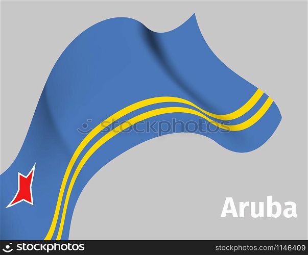 Background with Aruba wavy flag on grey, vector illustration. Background with Aruba wavy flag