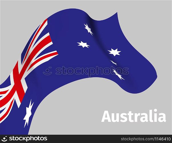 Background with Australia wavy flag on grey, vector illustration. Background with Australia wavy flag