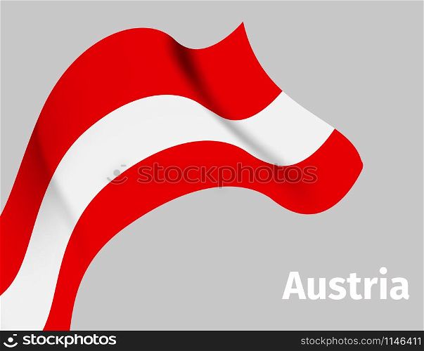 Background with Austria wavy flag on grey, vector illustration. Background with Austria wavy flag