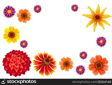 Background with autumn flowers. Beautiful decorative bouquet of blooming plants. Natural illustration.. Background with autumn flowers. Beautiful decorative bouquet of blooming plants.