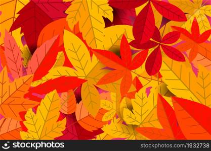 Background with autumn leaves. Design element for poster, card, banner, flyer. Vector illustration