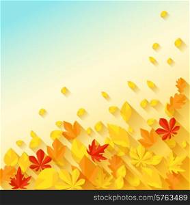 Background with autumn leaves in flat design style.