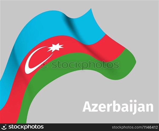 Background with Azerbaijan wavy flag on grey, vector illustration. Background with Azerbaijan wavy flag