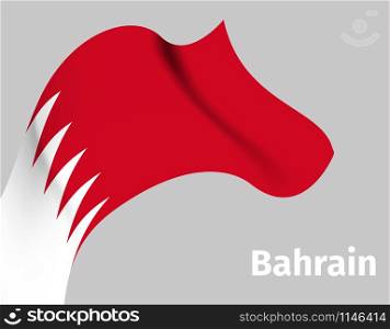 Background with Bahrain wavy flag on grey, vector illustration. Background with Bahrain wavy flag