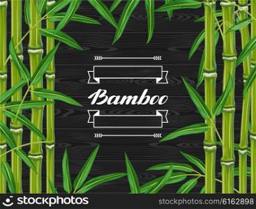 Background with bamboo plants and leaves. Image for holiday invitations, greeting cards, posters, advertising booklets, banners, flayers.