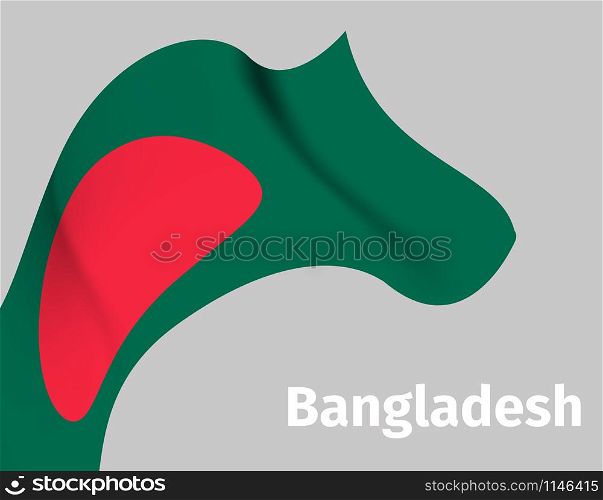 Background with Bangladesh wavy flag on grey, vector illustration. Background with Bangladesh wavy flag