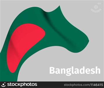 Background with Bangladesh wavy flag on grey, vector illustration. Background with Bangladesh wavy flag