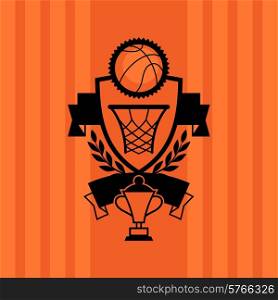 Background with basketball ball hoop and labels.