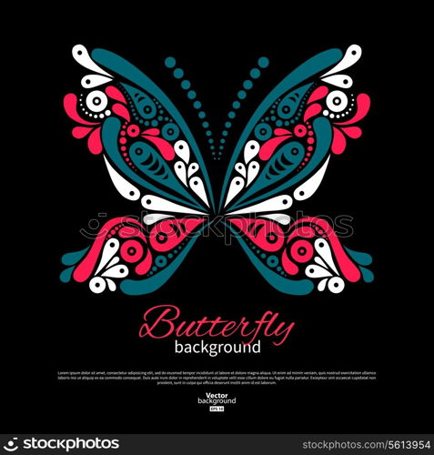 Background with beautiful butterfly. Tattoo design