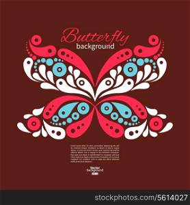 Background with beautiful butterfly. Tattoo illustration