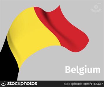 Background with Belgium wavy flag on grey, vector illustration. Background with Belgium wavy flag
