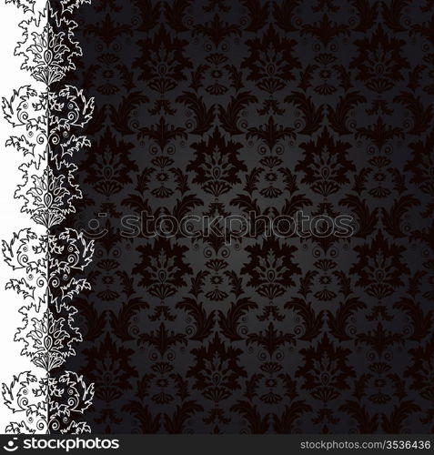 Background with black flowers and leaves