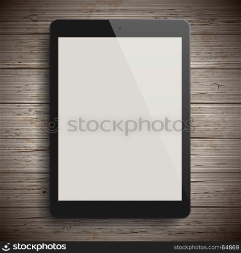 Background with blank tablet computer. Vector illustration.