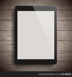 Background with blank tablet computer. Vector illustration.