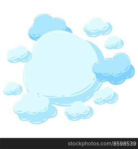 Background with blue clouds. Cartoon cute image of overcast sky.. Background with blue clouds. Cartoon image of overcast sky.