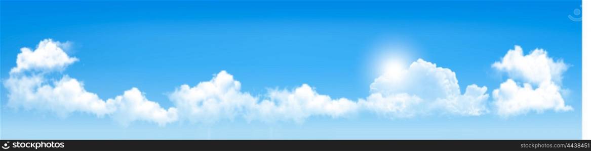 Background with blue sky and clouds. Vector