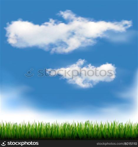 Background with blue sky and grass. Vector.