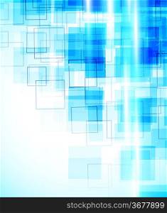 Background with blue squares. Abstract shiny illustration