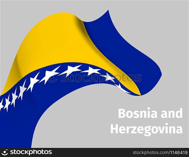 Background with Bosnia and Herzegovina wavy flag, vector illustration. Background with Bosnia and Herzegovina flag