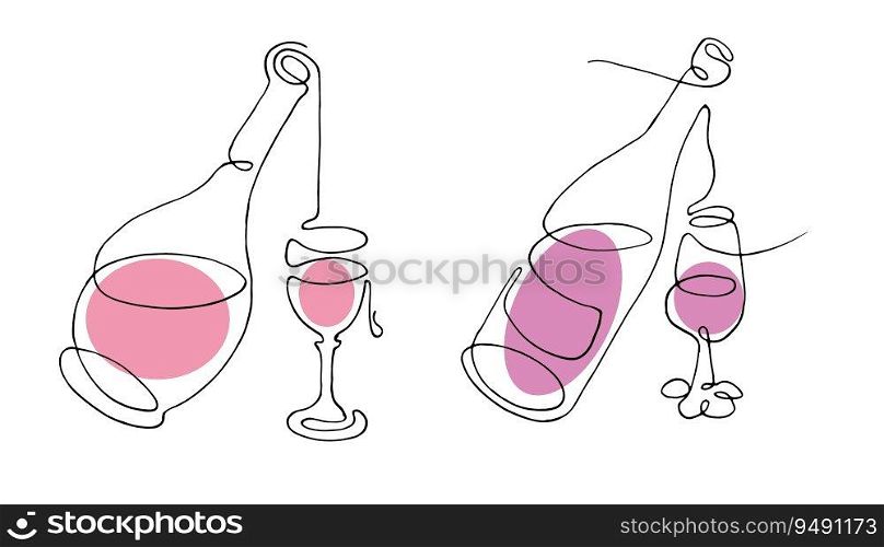 Background with Bottles and Glasses. Wine Pattern. Vector. Set of Bottles and Glasses. Wine Pattern. Vector illustration.