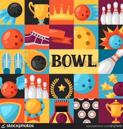 Background with bowling items. Image for advertising booklets, banners and flayers.