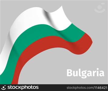 Background with Bulgaria wavy flag on grey, vector illustration. Background with Bulgaria wavy flag