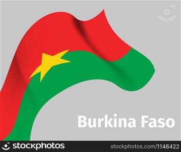 Background with Burkina Faso wavy flag, vector illustration. Background with Burkina Faso wavy flag