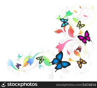 Background With Butterflies And Floral Ornate