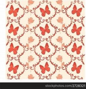 background with butterflies and roses pattern