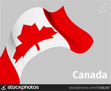 Background with Canada wavy flag on grey, vector illustration. Background with Canada wavy flag