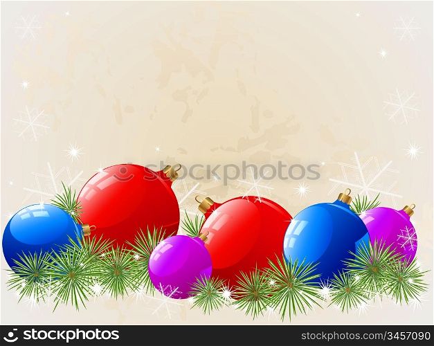 background with Christmas tree and balls