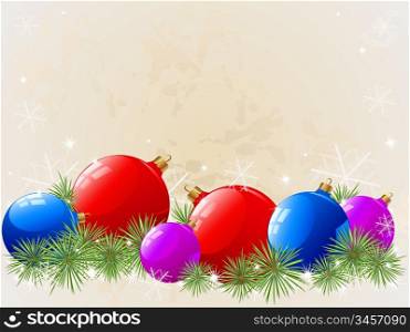 background with Christmas tree and balls