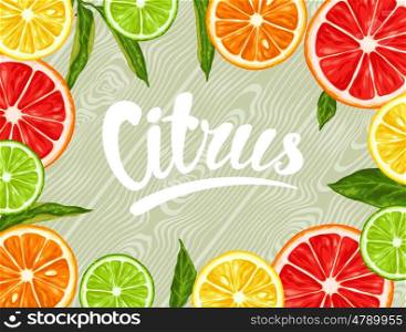 Background with citrus fruits slices. Mix of lemon lime grapefruit and orange. Background with citrus fruits slices. Mix of lemon lime grapefruit and orange.