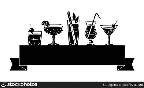 Background with cocktails in glass. Alcoholic drink for party, bar and restaurant menu.. Background with cocktails in glass. Alcoholic drink for party.