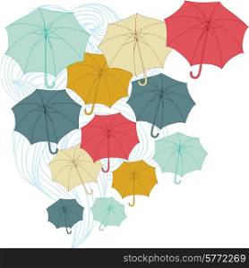 Background with collor umbrellas. Vector autumn illustration.. Background with collor umbrellas. Vector autumn illustration