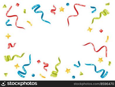 Background with color confetti and streamers. Decoration for celebration and holiday.. Background with color confetti and streamers. Decoration for celebration.